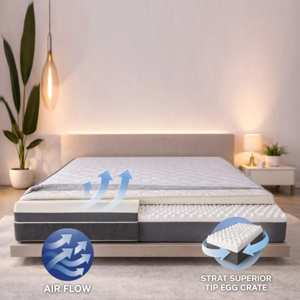Saltea Ortopedică Egg Comfort 20 cm – Spumă Poliuretanică D25, Profil Egg Crate, Husă Lavabilă, Fermitate Medie - imagine 3