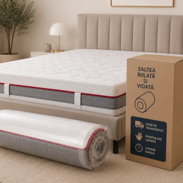 Saltea Ortopedică 23 cm Fermă – Burete Poliuretanic , Husă Detașabilă Matlasată | Confort și Susținere Optimă - imagine 3