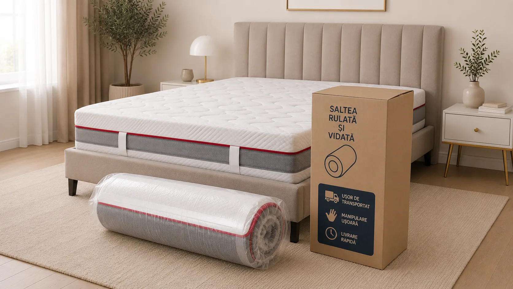 Saltea Ortopedică 23 cm Fermă – Burete Poliuretanic , Husă Detașabilă Matlasată | Confort și Susținere Optimă - imagine 3