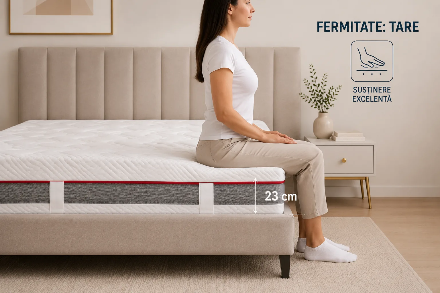 Saltea Ortopedică 23 cm Fermă – Burete Poliuretanic , Husă Detașabilă Matlasată | Confort și Susținere Optimă - imagine 4