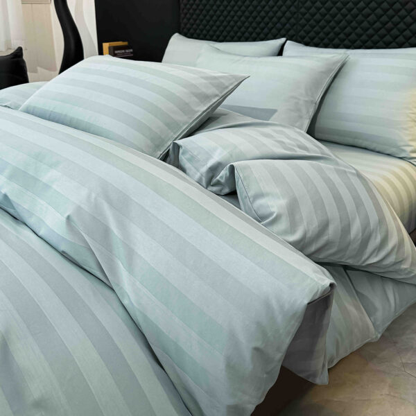 Lenjerie king size cu elastic Damasc,bumbac 100%,6 piese-Mint