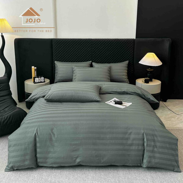 Lenjerie king size cu elastic Damasc,bumbac 100%,6 piese- Antracit