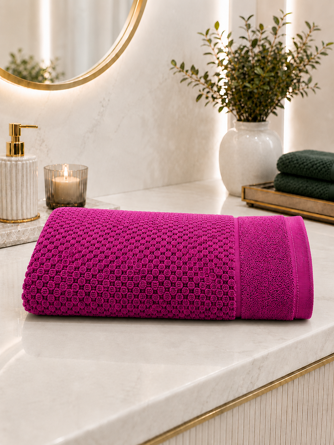 Prosop baie 70x130 cm moale, pufos și absorbant din 100% bumbac-Fuchsia Prosop baie 70x130 cm moale, pufos și absorbant din 100% bumbac-Fuchsia