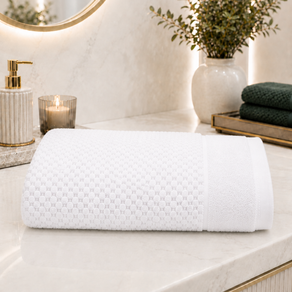 Prosop baie 70x130 cm moale, pufos și absorbant din 100% bumbac-alb