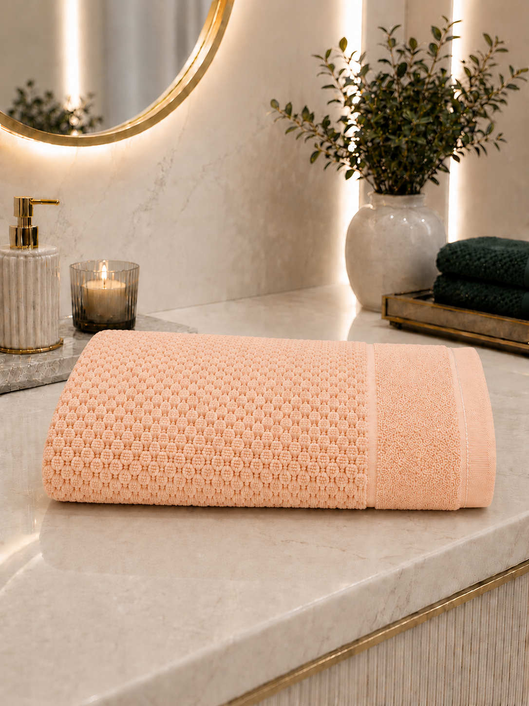 Prosop baie 70x130 cm moale, pufos și absorbant din 100% bumbac-peach Prosop baie 70x130 cm moale, pufos și absorbant din 100% bumbac-peach
