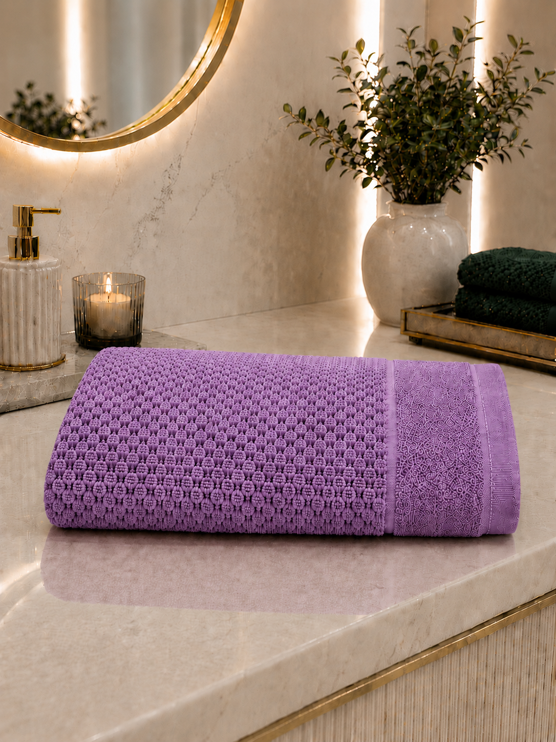 Prosop baie 70x130 cm moale, pufos și absorbant din 100% bumbac-Mov Prosop baie 70x130 cm moale, pufos și absorbant din 100% bumbac-Mov
