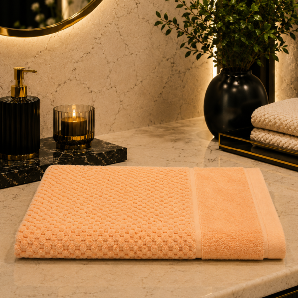 Prosop Pufos de Lux 50×90cm, 100% Bumbac Pieptanat, pufos și absorbant-Peach