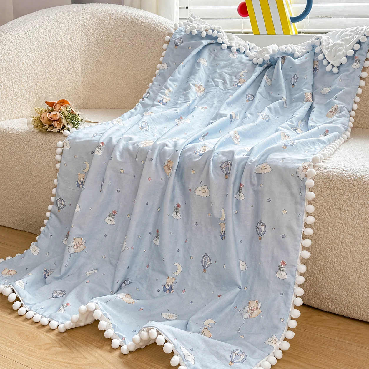 Pătură pentru Copii Pufoasă 100x150 cm – Bumbac 100%,Ursuleti Pătură pentru Copii Pufoasă 100x150 cm – Bumbac 100%,Ursuleti