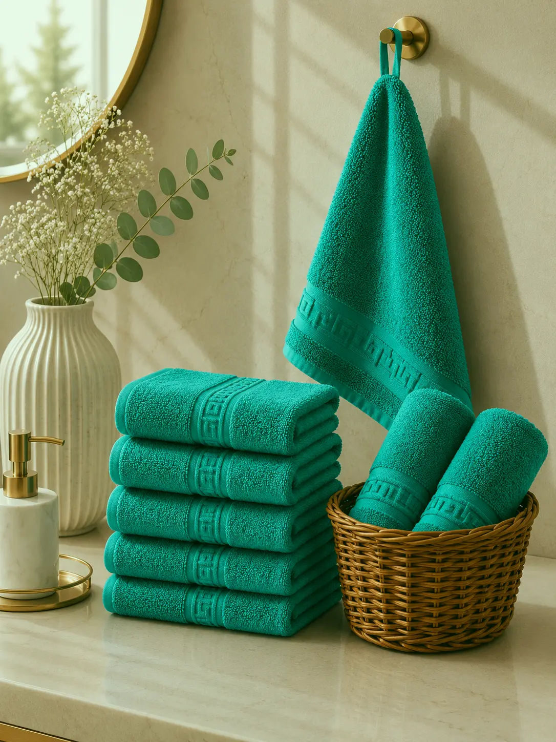 10xPRG6510_green_dk.webp Set 10 Prosoape de Lux 30x50cm 100% Bumbac Pieptanat 650 g/mp-Green Dark - imagine 1