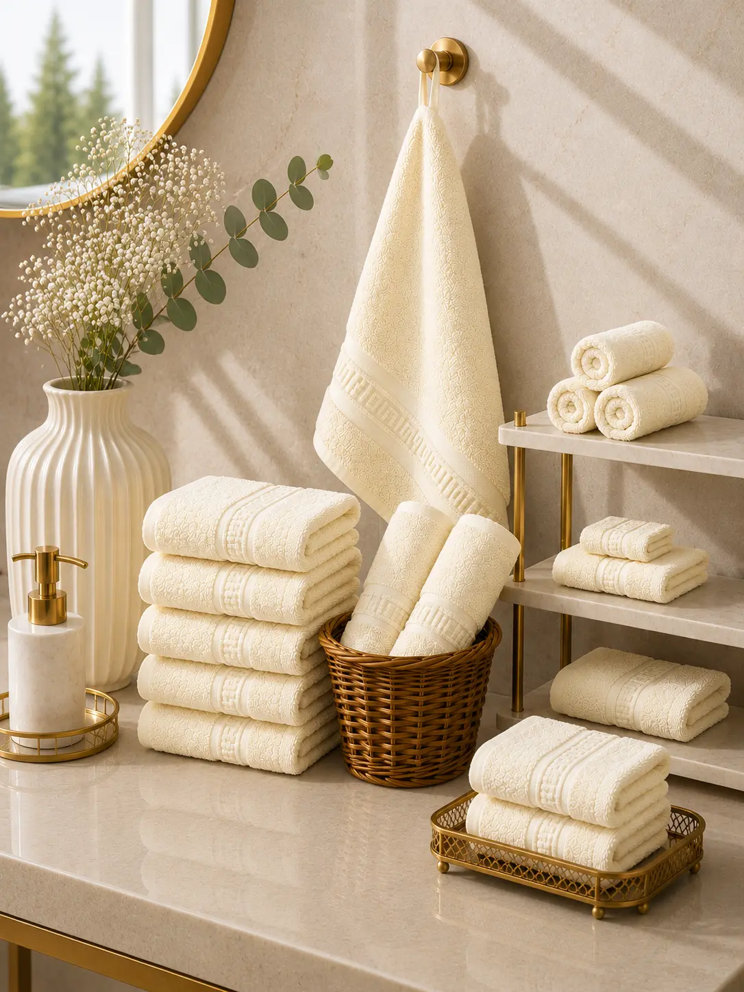 10xPRG6510_ivory-2.webp Set 10 Prosoape de Lux 30x50cm 100% Bumbac Pieptanat 650 g/mp-Ivory - imagine 1