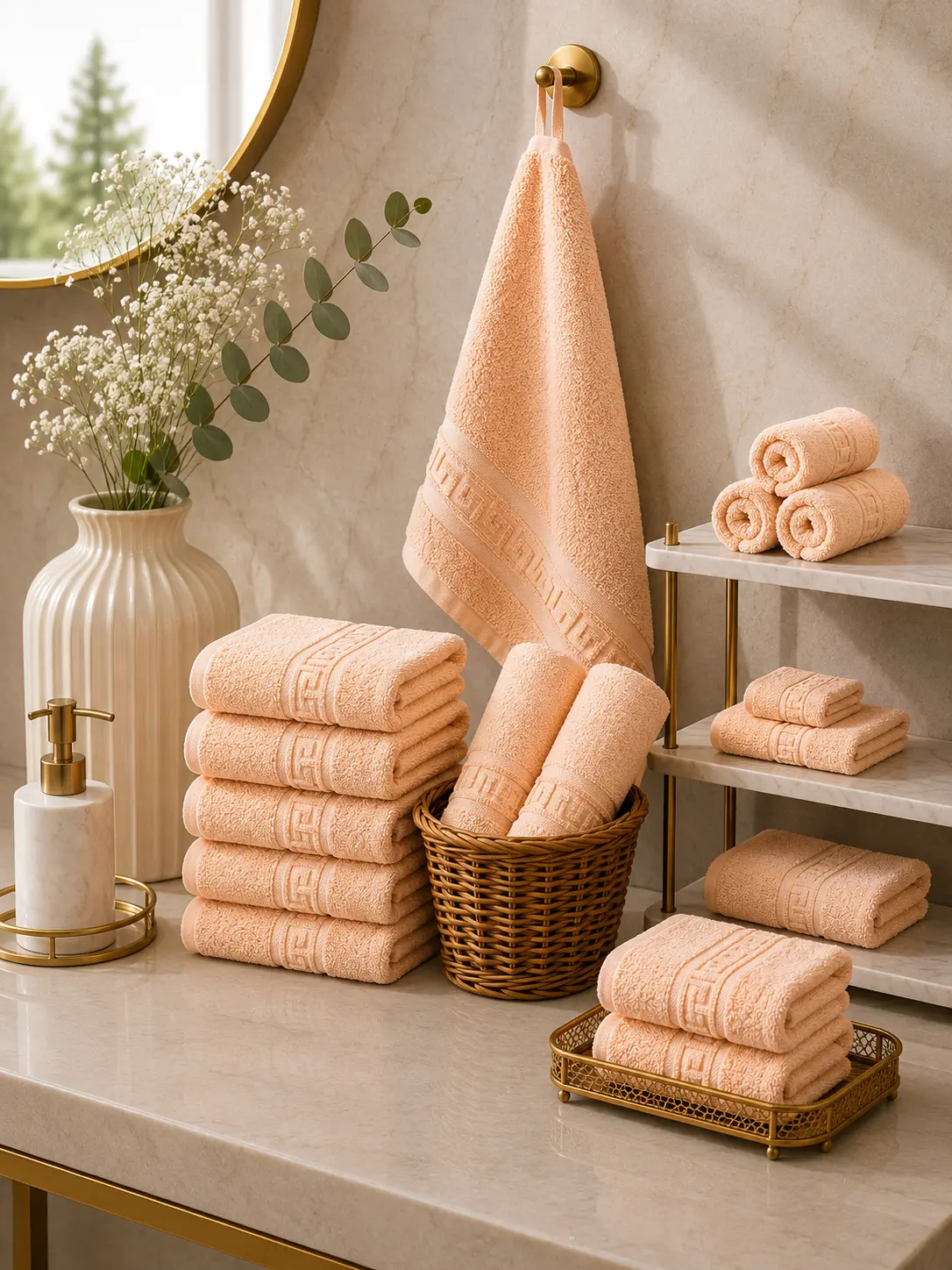 10xPRG6510_peach-2.webp Set 10 Prosoape de Lux 30x50cm 100% Bumbac Pieptanat 650 g/mp-Peach - imagine 1