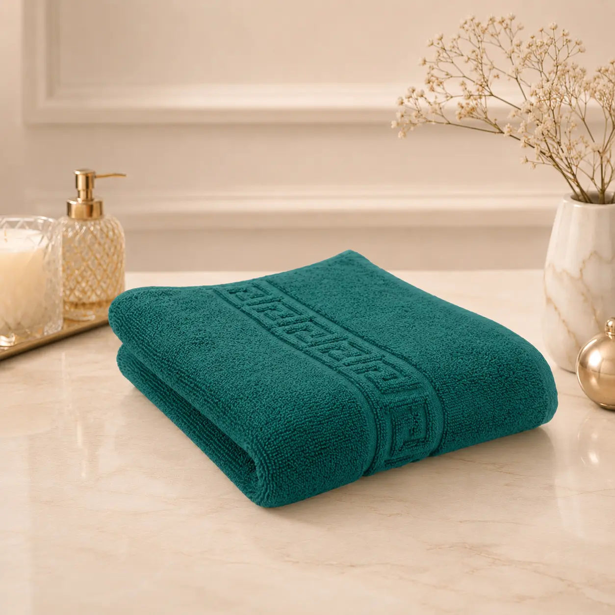 6510_green_dk.webp Prosop de Lux 30x50cm 100% Bumbac Pieptanat 650 g/mp-Green Dark - imagine 1