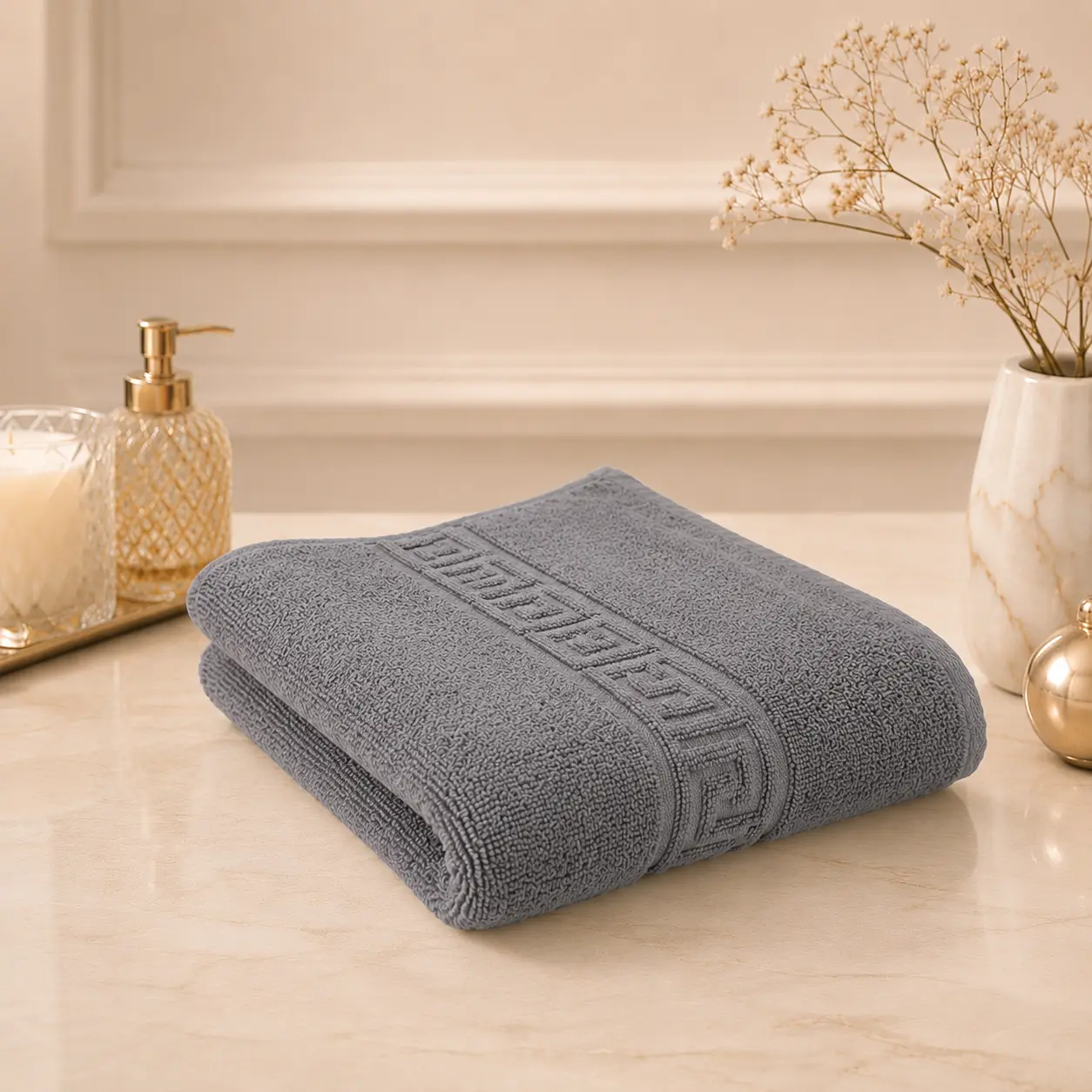 6510_grey.webp Prosop de Lux 30x50cm 100% Bumbac Pieptanat 650 g/mp-Gri - imagine 1