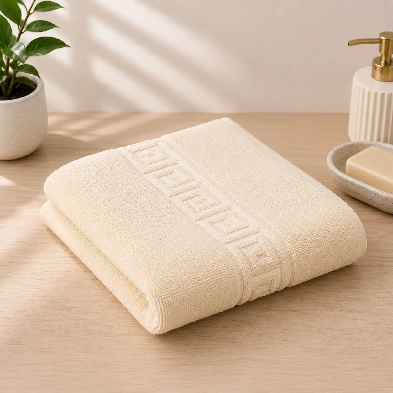 6510_ivory.webp Prosop de Lux 30x50cm 100% Bumbac Pieptanat 650 g/mp-Ivory - imagine 1