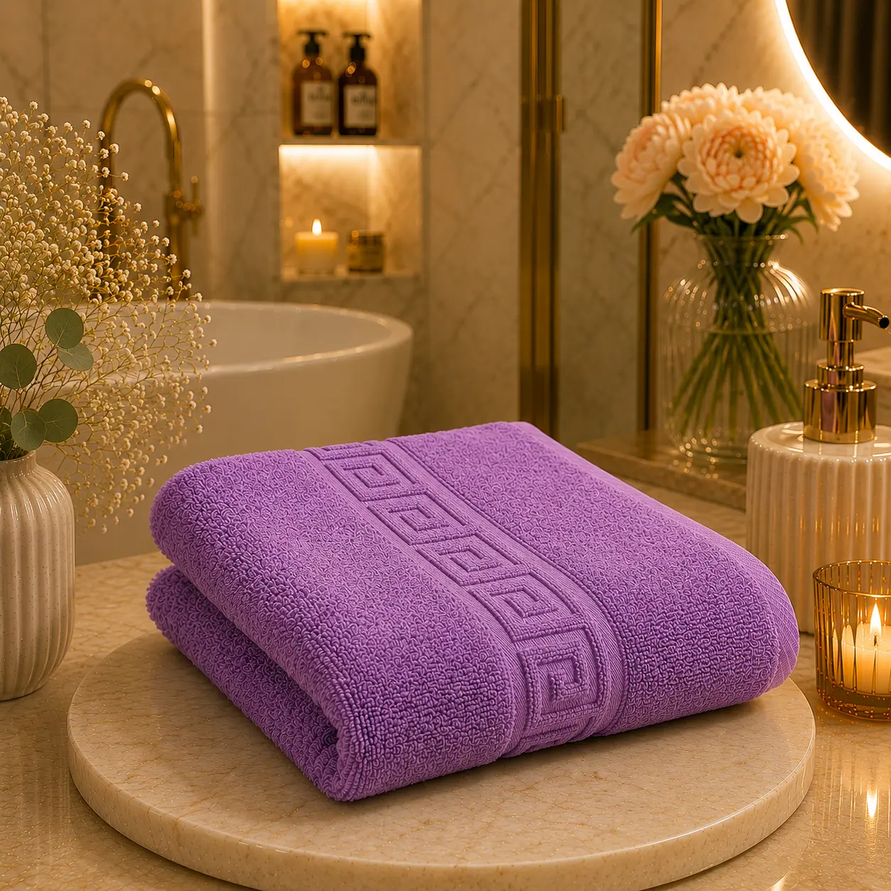 6510_purple.webp Prosop de Lux 30x50cm 100% Bumbac Pieptanat 650 g/mp-Mov - imagine 1
