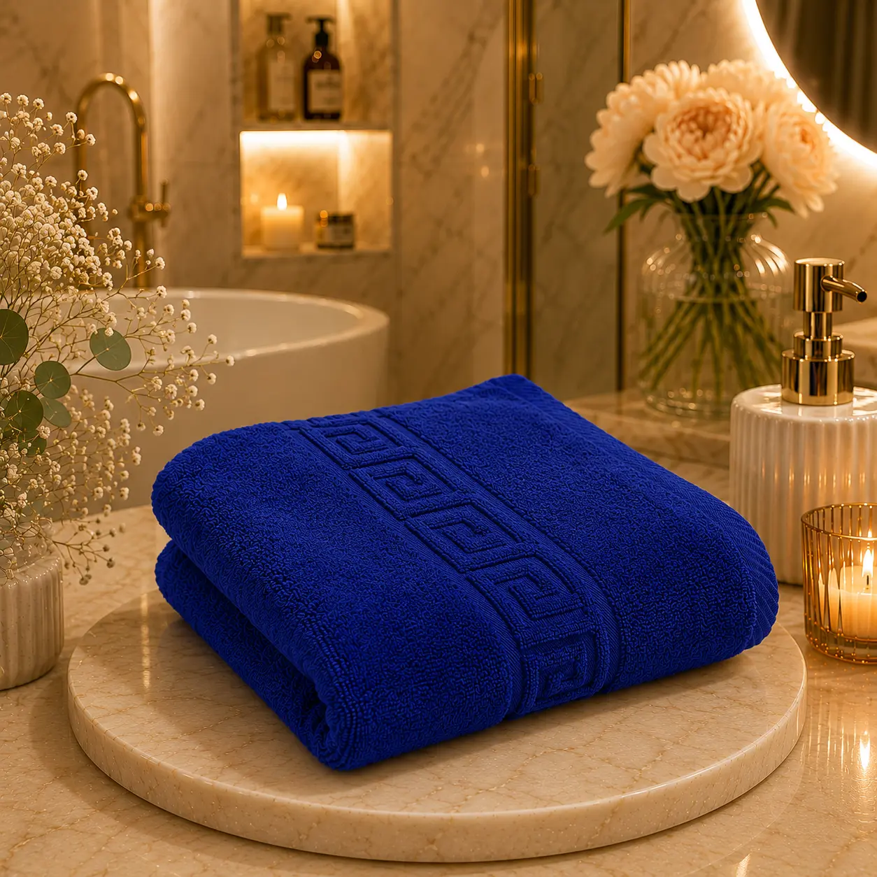 6510_royal_blue.webp Prosop de Lux 30x50cm 100% Bumbac Pieptanat 650 g/mp-Royal Blue - imagine 1