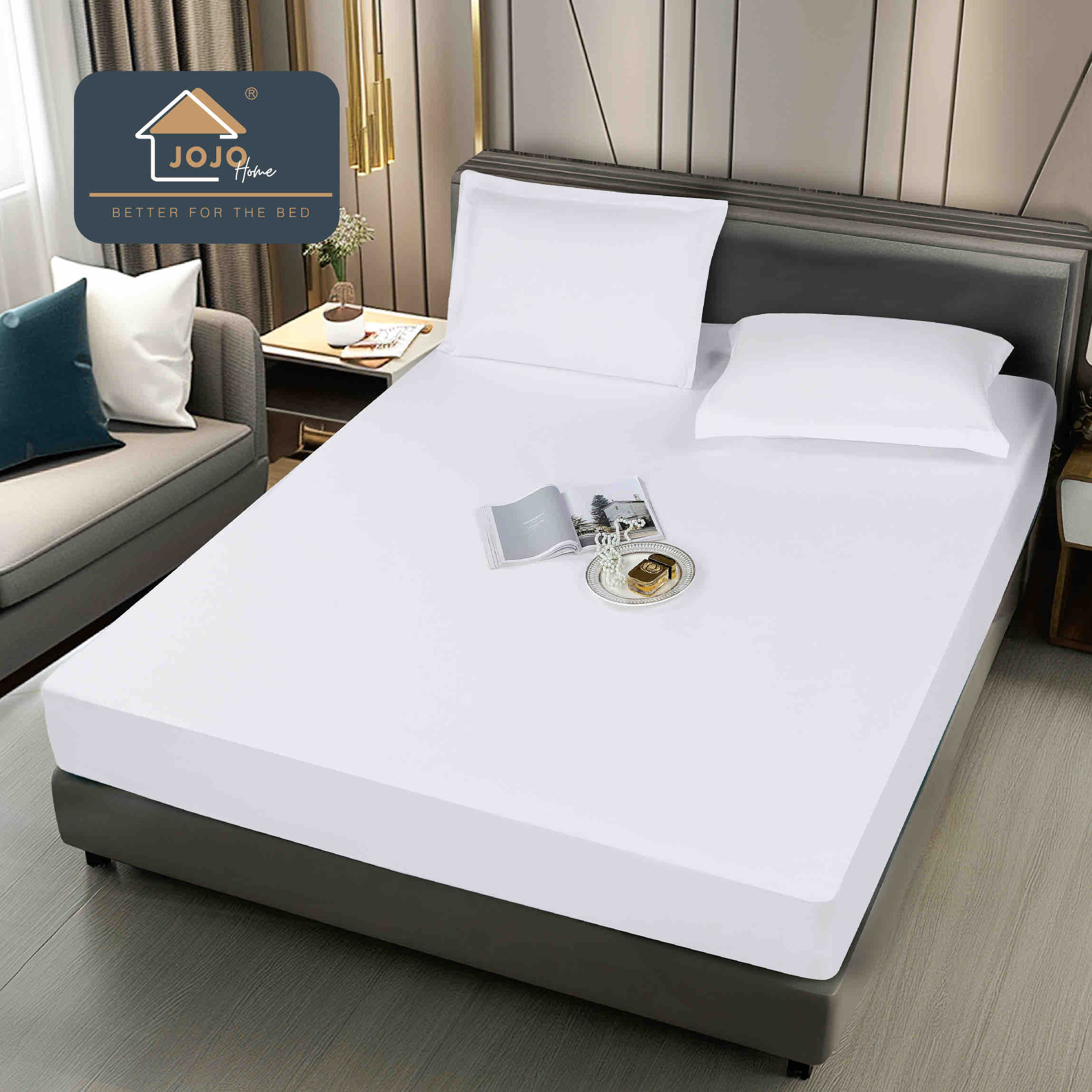 Husa pat impermeabila cu elastic 90x200 + 2 fete perna Alb Husa pat impermeabila cu elastic 90x200 + 2 fete perna Alb